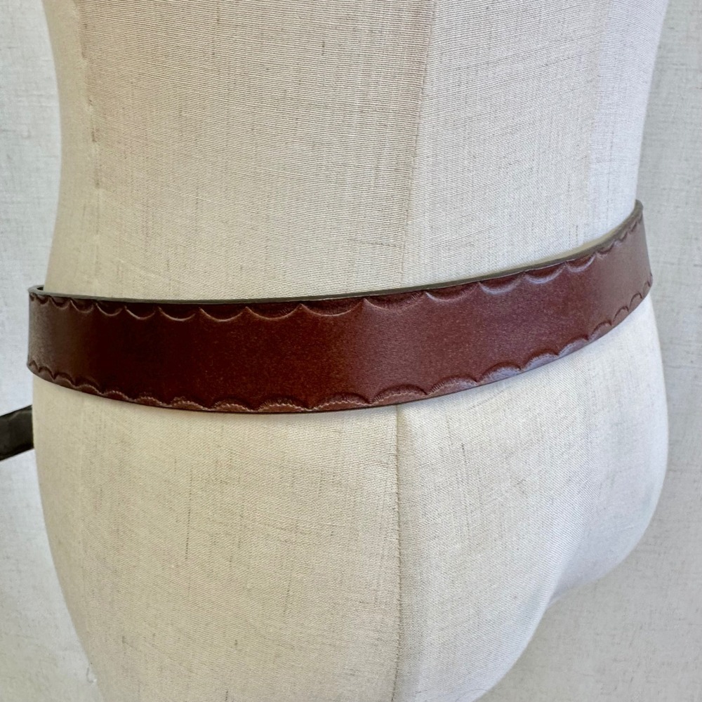 Western‎ Boho Turquoise Flower Buckle Brown Genuine Leather Belt XL - Picture 11 of 13